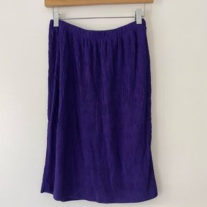 Vintage Ribbed Purple Midi Skirt Elastic Waist Band